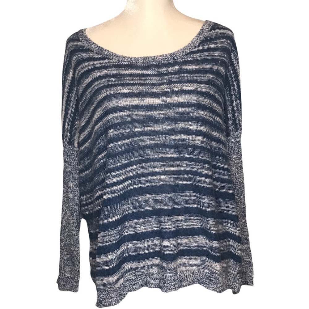 Eileen Fisher Striped Oversize Sweater blue white size M